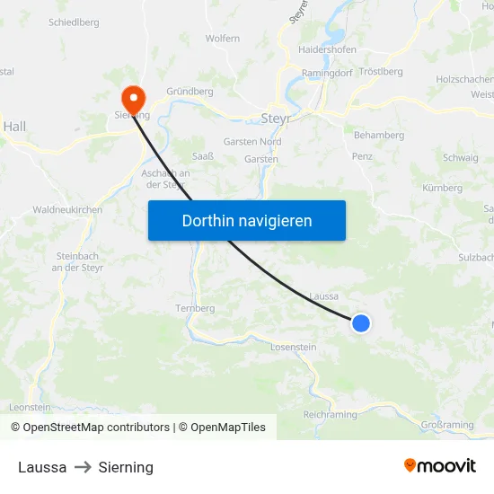 Laussa to Sierning map