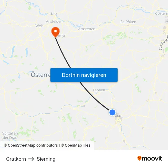 Gratkorn to Sierning map