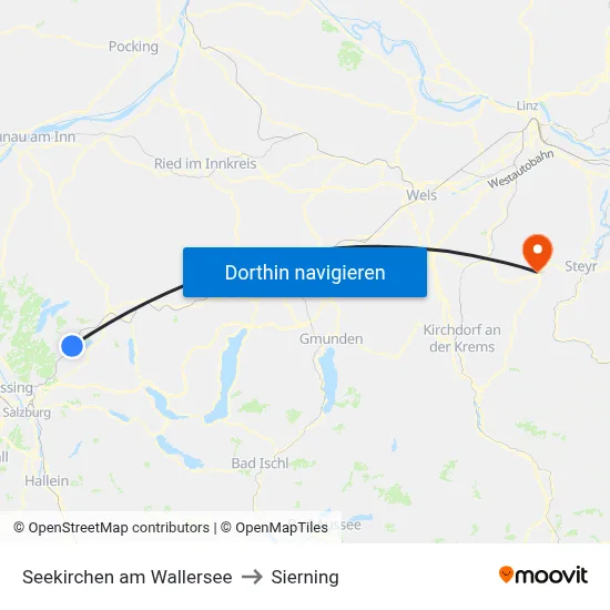 Seekirchen am Wallersee to Sierning map