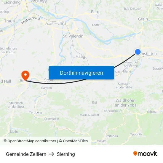 Gemeinde Zeillern to Sierning map