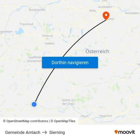 Gemeinde Amlach to Sierning map
