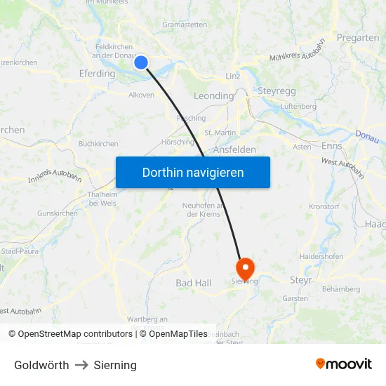 Goldwörth to Sierning map