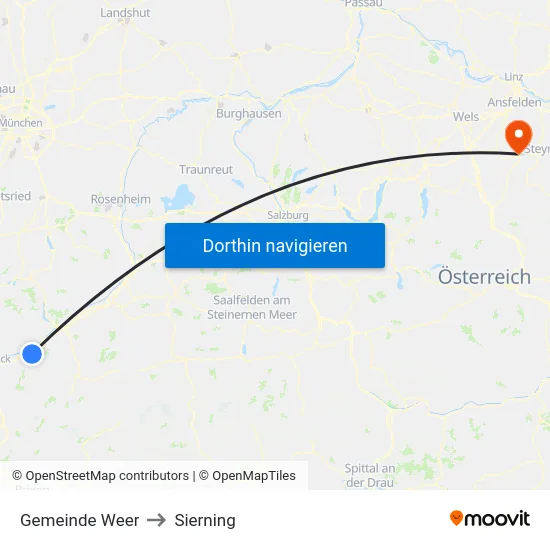 Gemeinde Weer to Sierning map