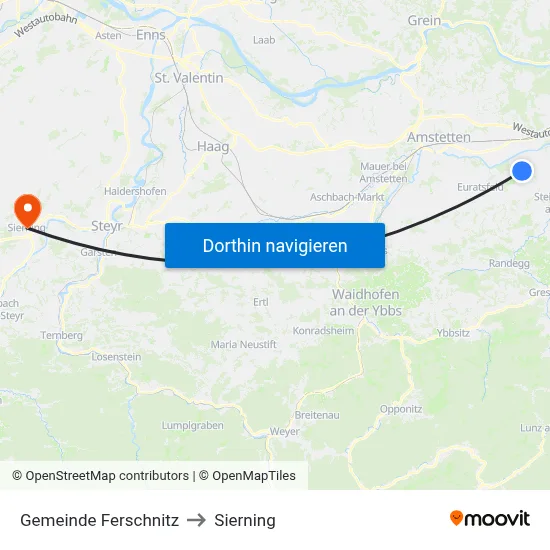 Gemeinde Ferschnitz to Sierning map