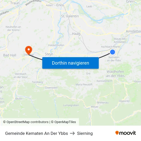 Gemeinde Kematen An Der Ybbs to Sierning map