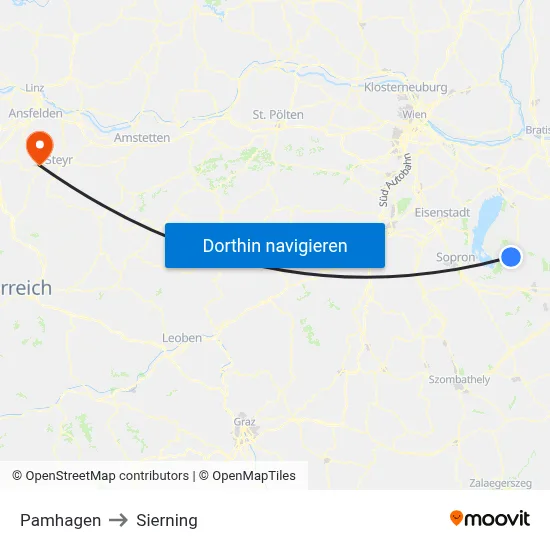 Pamhagen to Sierning map