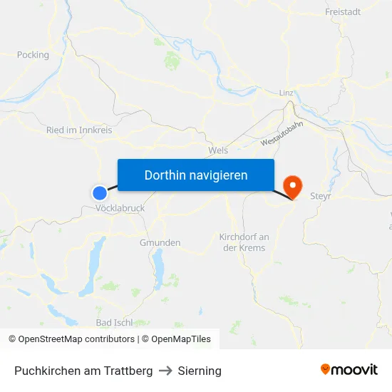 Puchkirchen am Trattberg to Sierning map