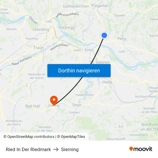 Ried In Der Riedmark to Sierning map