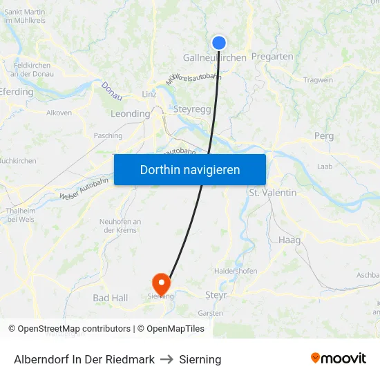 Alberndorf In Der Riedmark to Sierning map