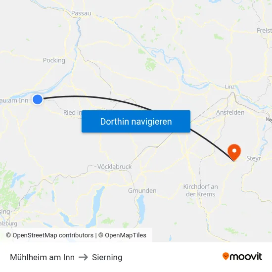 Mühlheim am Inn to Sierning map