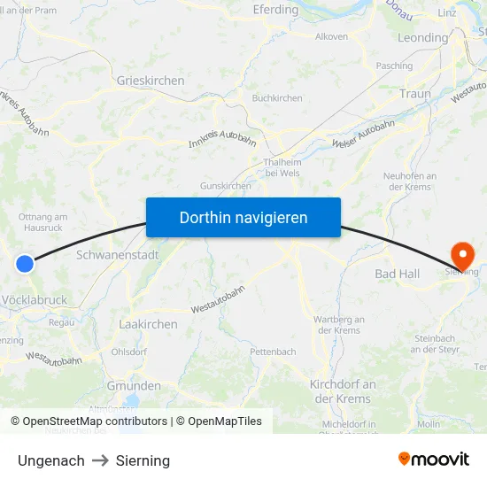 Ungenach to Sierning map