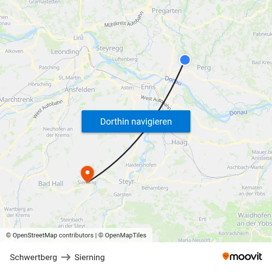 Schwertberg to Sierning map