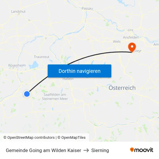 Gemeinde Going am Wilden Kaiser to Sierning map