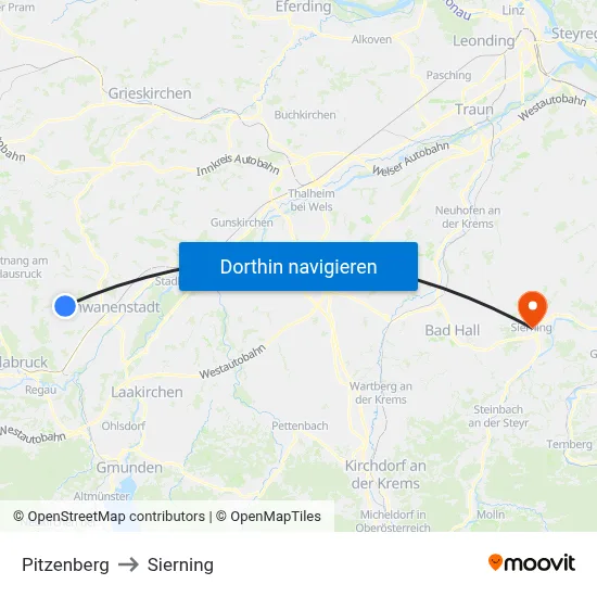 Pitzenberg to Sierning map