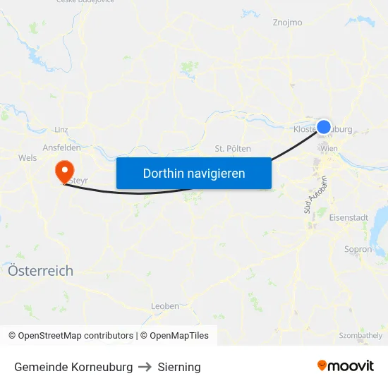Gemeinde Korneuburg to Sierning map