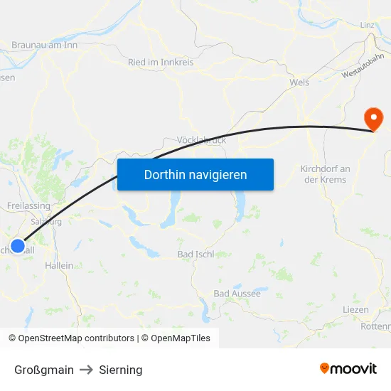 Großgmain to Sierning map
