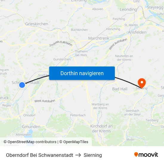 Oberndorf Bei Schwanenstadt to Sierning map