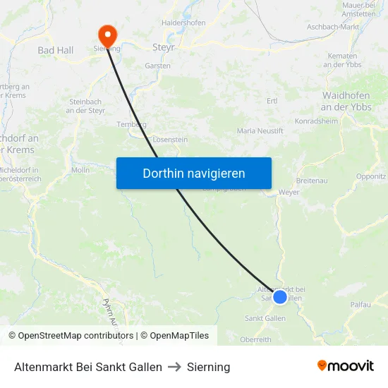 Altenmarkt Bei Sankt Gallen to Sierning map