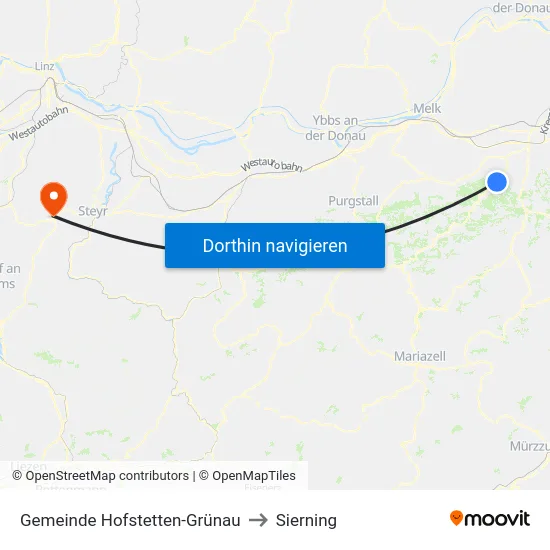 Gemeinde Hofstetten-Grünau to Sierning map