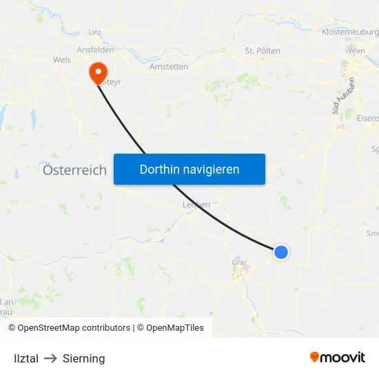 Ilztal to Sierning map
