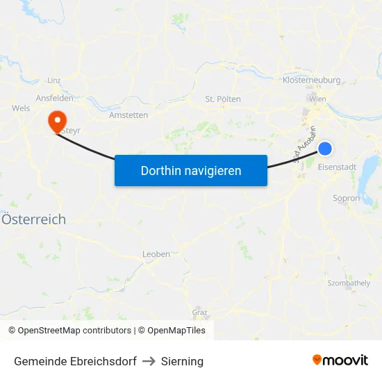 Gemeinde Ebreichsdorf to Sierning map