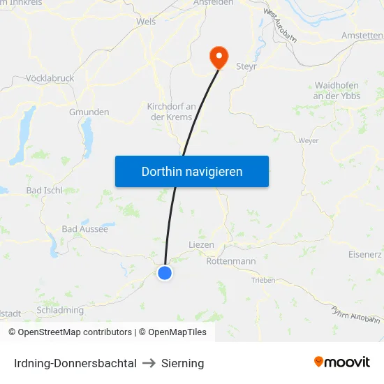 Irdning-Donnersbachtal to Sierning map