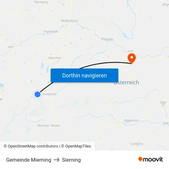 Gemeinde Mieming to Sierning map
