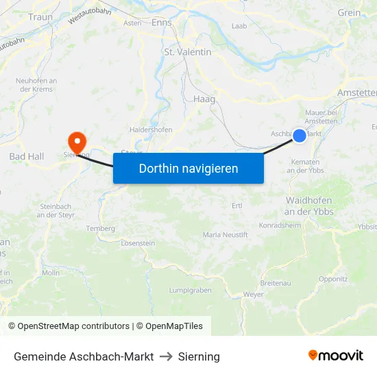 Gemeinde Aschbach-Markt to Sierning map