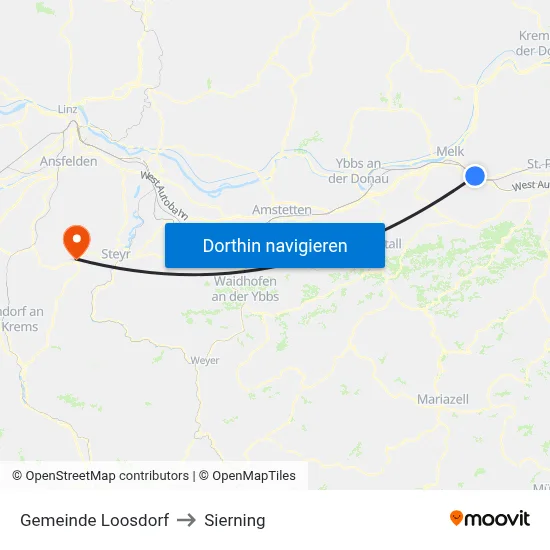 Gemeinde Loosdorf to Sierning map