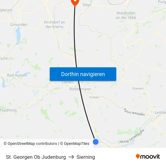 St. Georgen Ob Judenburg to Sierning map