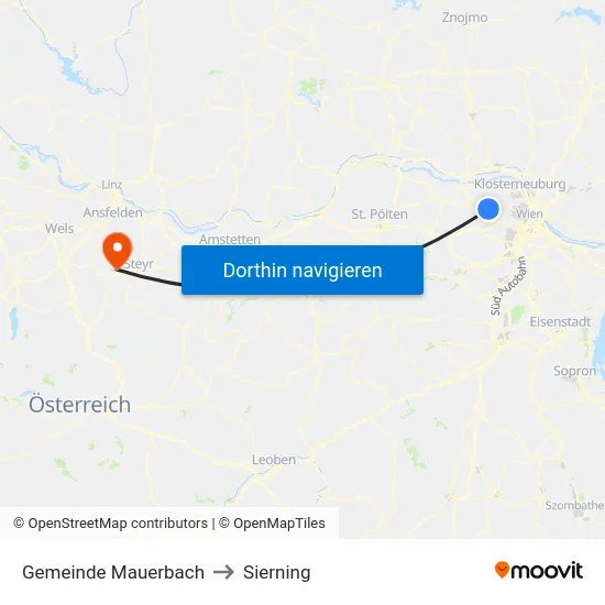 Gemeinde Mauerbach to Sierning map