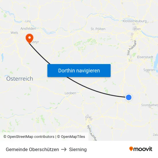Gemeinde Oberschützen to Sierning map