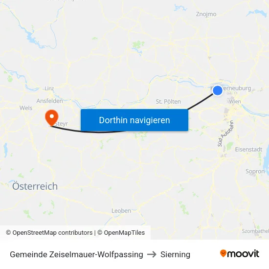 Gemeinde Zeiselmauer-Wolfpassing to Sierning map