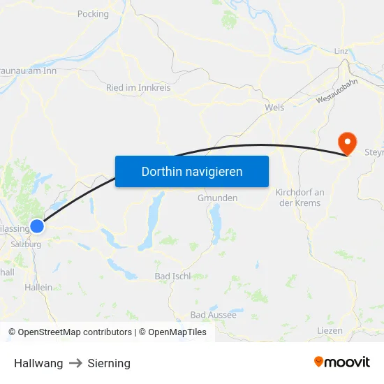 Hallwang to Sierning map