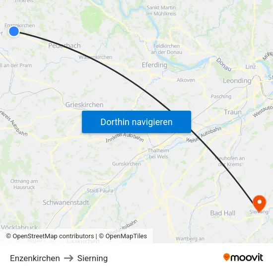 Enzenkirchen to Sierning map