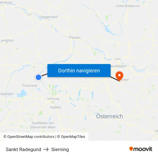 Sankt Radegund to Sierning map