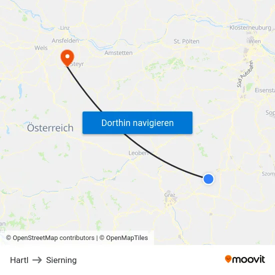Hartl to Sierning map