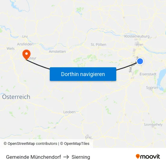 Gemeinde Münchendorf to Sierning map