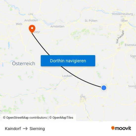 Kaindorf to Sierning map