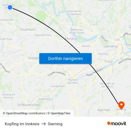 Kopfing Im Innkreis to Sierning map