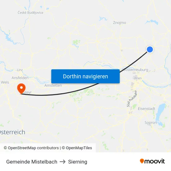 Gemeinde Mistelbach to Sierning map