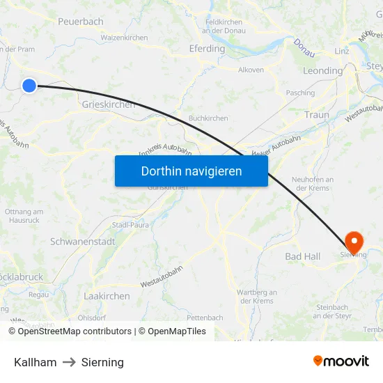 Kallham to Sierning map