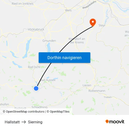 Hallstatt to Sierning map