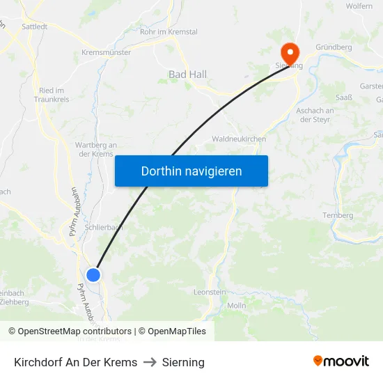 Kirchdorf An Der Krems to Sierning map