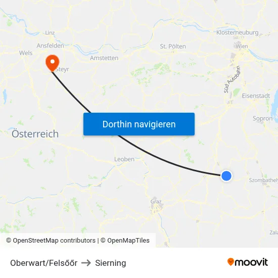 Oberwart/Felsőőr to Sierning map