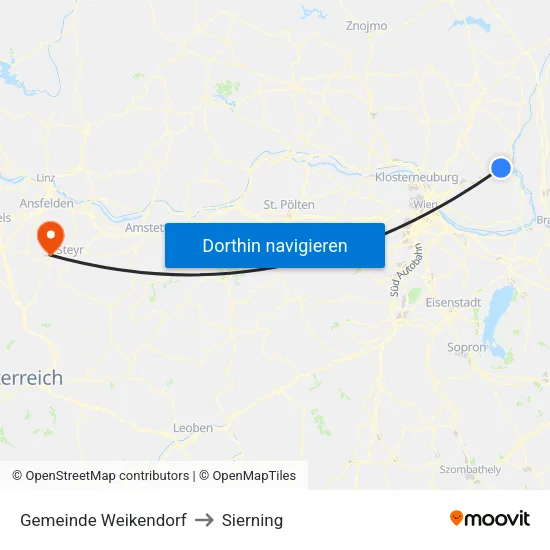 Gemeinde Weikendorf to Sierning map