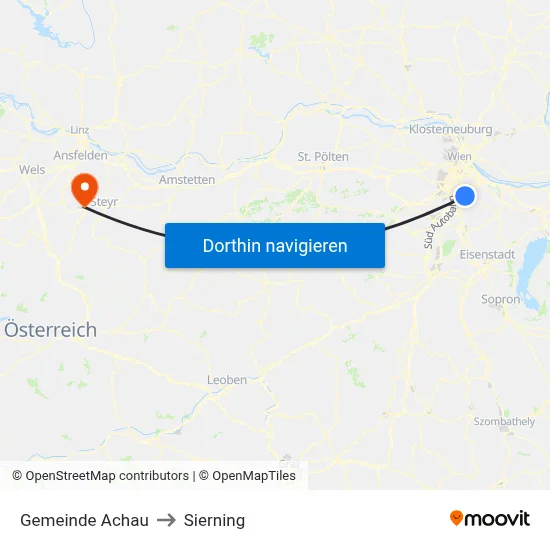 Gemeinde Achau to Sierning map