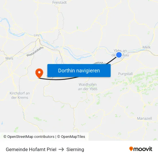 Gemeinde Hofamt Priel to Sierning map