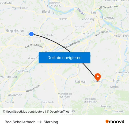 Bad Schallerbach to Sierning map