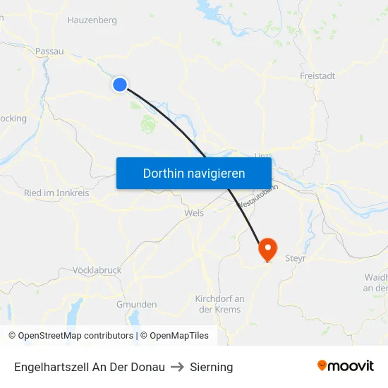 Engelhartszell An Der Donau to Sierning map